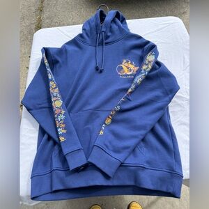 Scotch & Soda Navy Hoodie with Floral Sleeve Prints